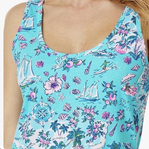 Lilly Pulitzer Newberri Amalfi Blue Lillys Roadtrip Tank Mini Dress 41228 - Picture 2 of 13